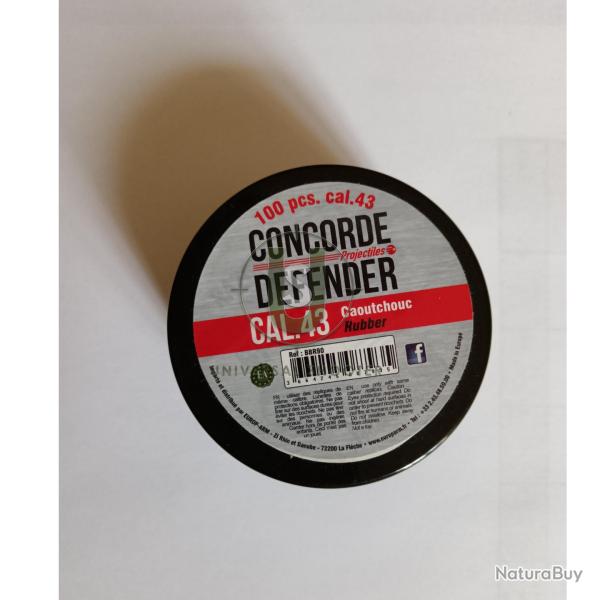 Billes caoutchouc Cal .43 - Concorde Defender x 100