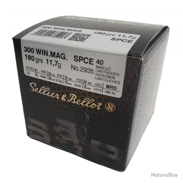Cartouches Sellier & Bellot calibre 300 win mag 180 grs 11.7g spce x40