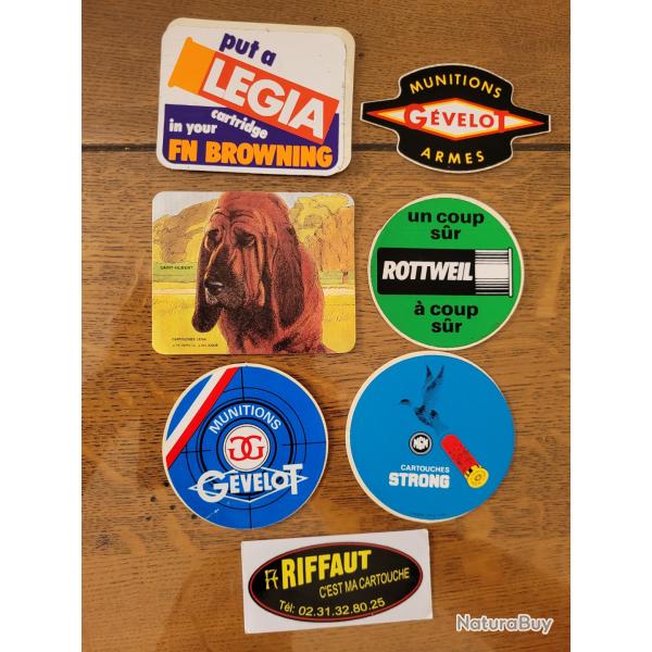 Lot d'autocollants de chasse , munitions  cartouches