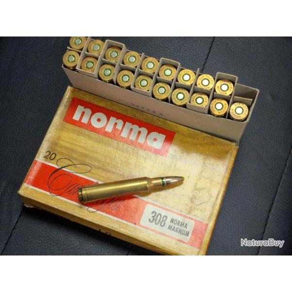 BOITE MUNITIONS 20 CARTOUCHES TLD CAL. 308 NORMA MAGNUM 180 GRAINS 11.6 GRAMS SOFT POINT OU PLASTIC 