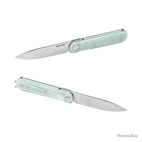 Couteau Real Steel Iris Jade Lame Acier 12C27 Manche G10 Linerlock RS8061BN