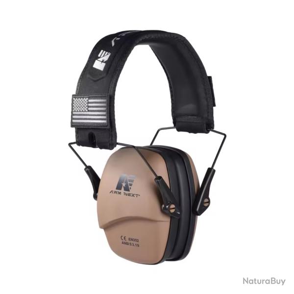 Casque de Tir Tactique Anti-Bruit 25dB - Protection Auditive Chasse & Stand, R�duction Active -KHAKI