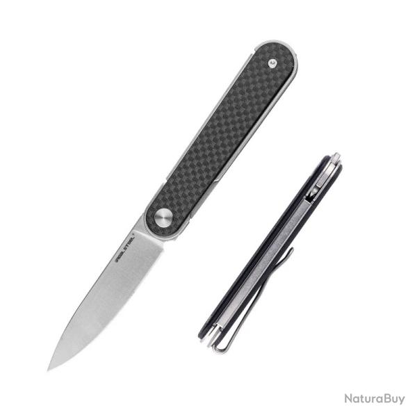 Couteau Real Steel Iris Black Lame Acier 12C27 Manche CF/G10 Linerlock RS8061BF