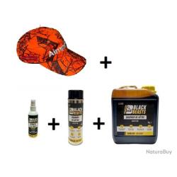 Wahoo ! Pack Goudron v&eacute;g&eacute;tal h&ecirc;tre BLACKBEASTS Bidon 3KG+spray 500ml+spray truffe 100ml + casquette