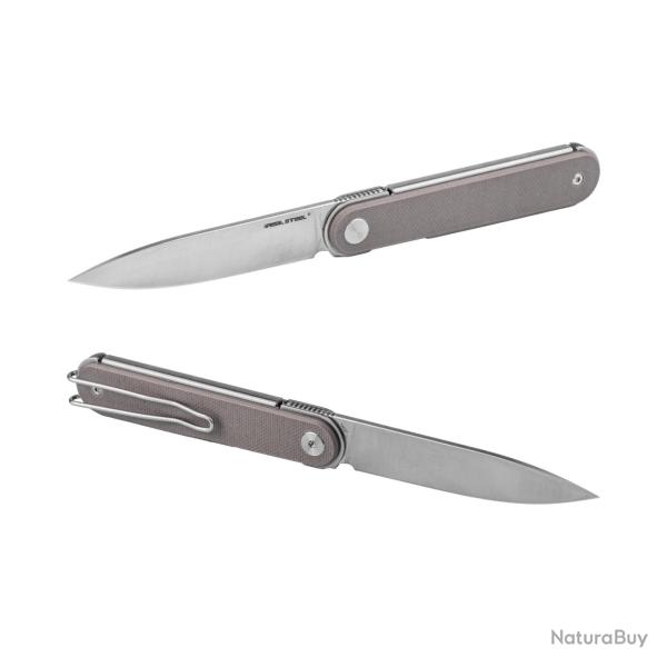 Couteau Real Steel Iris Coyote Lame Acier 12C27 Manche G10 Linerlock IKBS RS8061BC