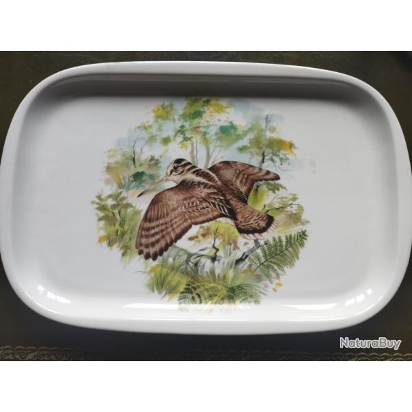 Plat en c�ramique th�me la b�casse