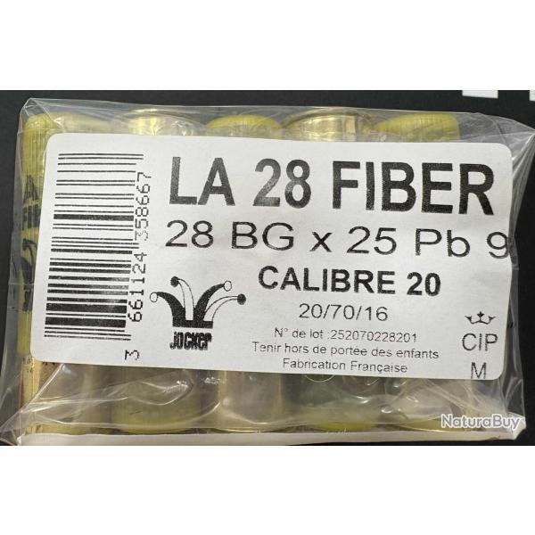 Cartouches JOCKER calibre 20/70 LA 28 FIBER bourre grasse N�9 x25
