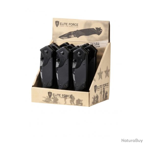 Lot de 10 Couteaux Elite Force EF102 lame acier 440A 83mm +pr�sentoir