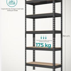 &Eacute;tag&egrave;re pour charges lourdes &eacute;tag&egrave;re de rangement &eacute;tag&egrave;re de cuisine 5 niveaux 30 x 75 x 150 cm cap