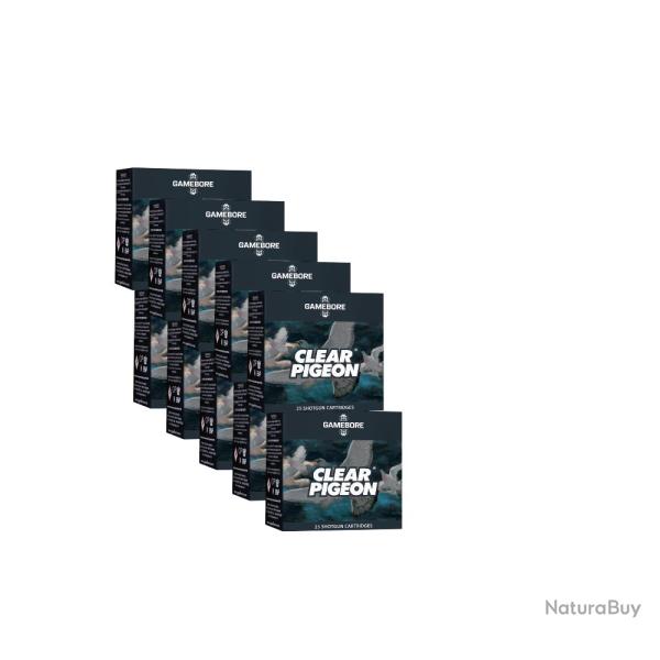250 CARTOUCHES GAMEBORE CLEAR PIGEON 12/70 32GR BJ (10 BOITES DE 25 MUNITIONS) desto-mun
