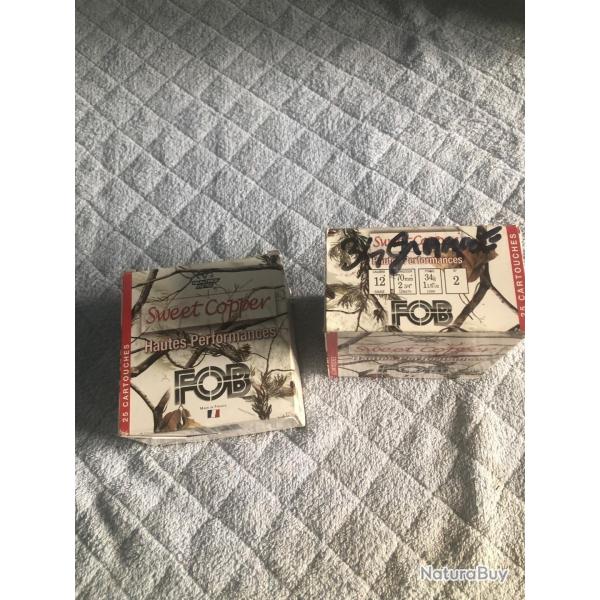 50 cartouches,  2 boites de 25 cartouches fob sweet copper pb 2  34g  cal 12,