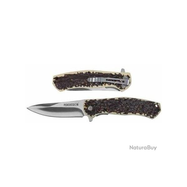 COUTEAU FERMANT PERCUSSION + ETUI imitation corne