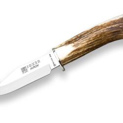Couteau &agrave; D&Eacute;POUILLER JOKER HUR&Oacute;N, MANCHE CORNE DE CERF, LONGUEUR LAME 11 CM ACIER INOX &Eacute;TUI EN CUIR