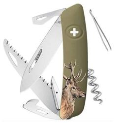 Couteau Suisse D05 OLIVE IMPRESSION CERF 12 FONCTION