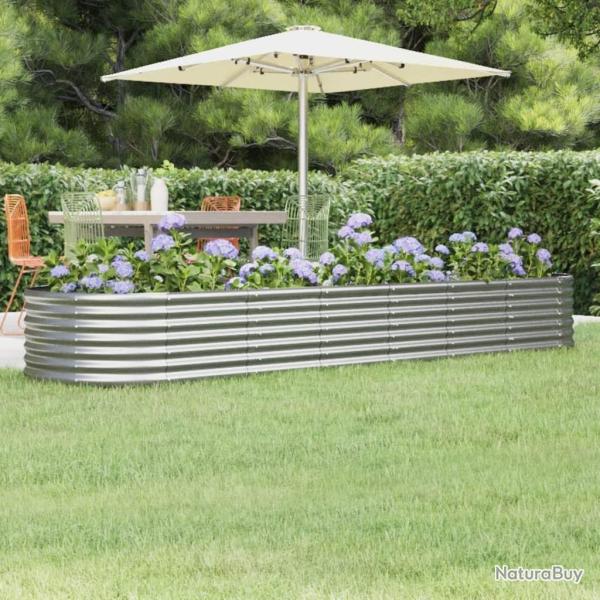 Lit sur�lev� de jardin Acier enduit de poudre Argent�