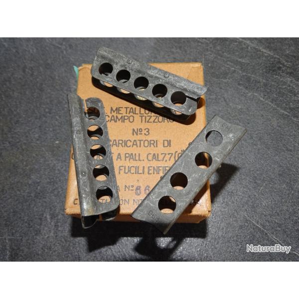 3 clips chargeurs Lee Enfield surplus arm�e italienne calibre .303, neufs en bo�te