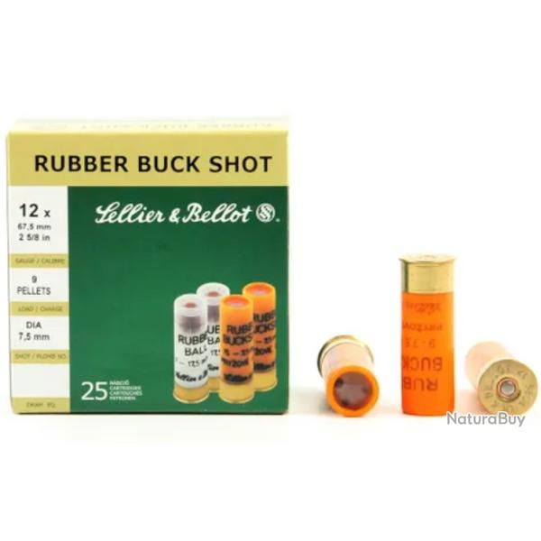 25 Cartouches Sellier & Bellot 12/67 - 15 billes caoutchouc