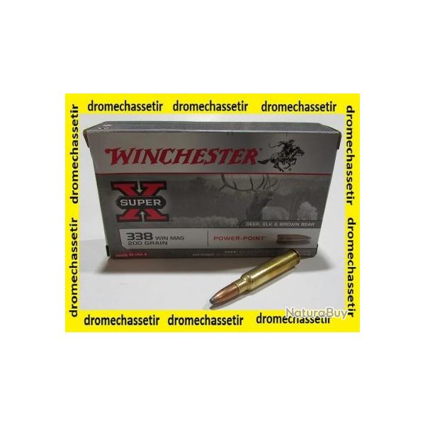 boite 20 cartouches calibre 338winchester magnum, Power point 200 grs