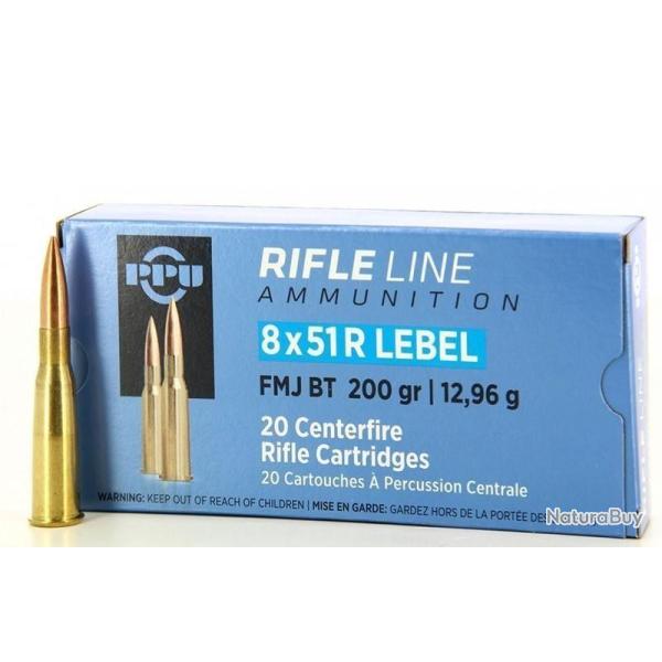 CARTOUCHES PARTIZAN CAL 8X51 R LEBEL FMJ-BT 200GR X20