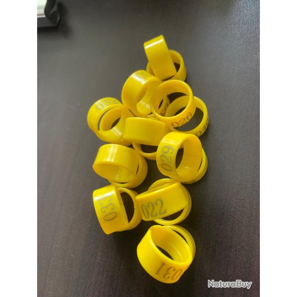 20 Anneaux numrots jaunes pour poules coq canard...