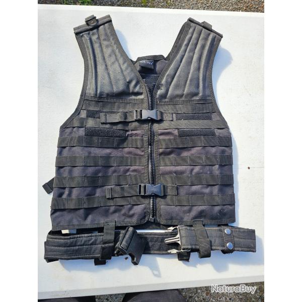 gilet tactique souple noir fermeture ventrale