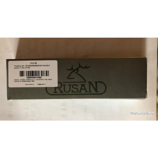 Rail acier marqu� RUSAND pour CZ 455/457 etc pour prisme de 11mm