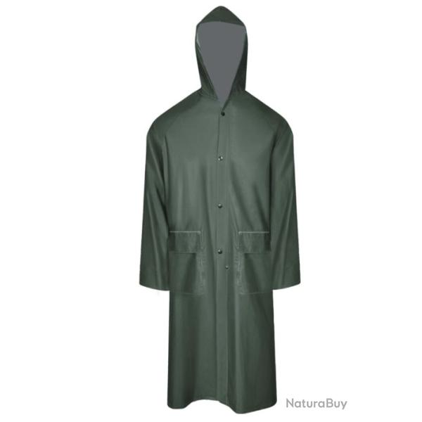 Manteau pluie long imperm�able vert L polyester PVC r�sistant protection plein air polyvalent