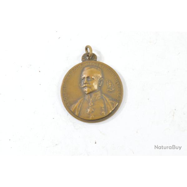 M�daille pendentif ADOLPHE MAX BOURGMESTRE DE BRUXELLES 1914. Belgique WW1 Premi�re Guerre Mondiale