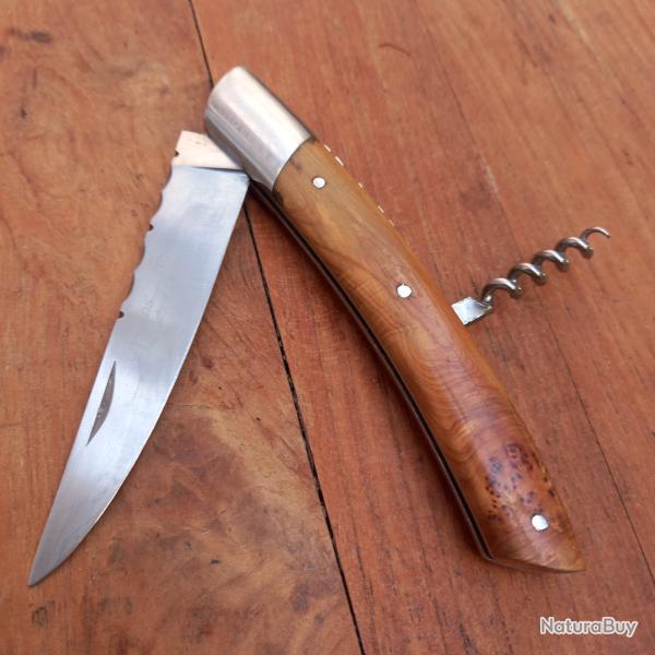 Joli Couteau LE THIERS  par ARTHAUD CHOSSON Manche en GEN�VRIER avec Tire Bouchon