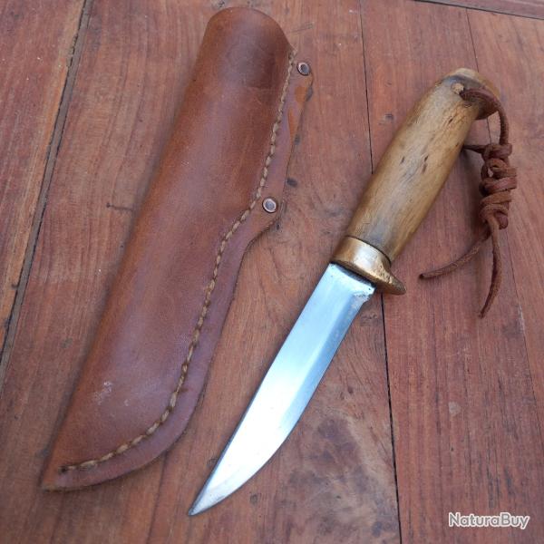 Couteau PUUKKO FINLANDAIS J.MARTTIINI avec Fourreau en cuir Manche en Bois