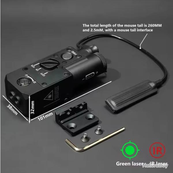 Indicateur laser CQBL-1 vert botier noir - Picatiny 20 mm