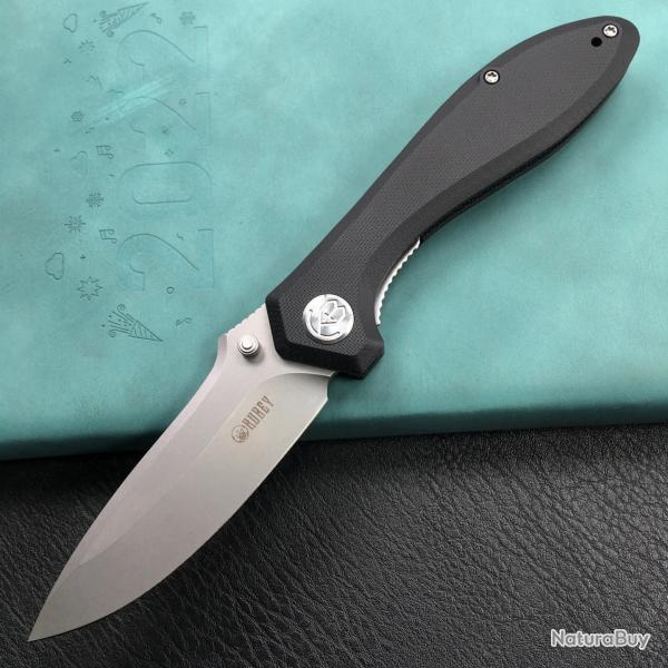 Couteau Kubey Ruckus Lame Acier AUS-10 Manche Black G10 IKBS Linerlock Clip KUB314F