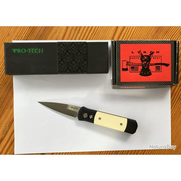ProTech Godson Tuxedo Ivory Micarta & LynchNW deep-carry clip