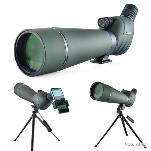 Longue-Vue 20-60x80 HD avec Prisme BAK4 Double Mise au Point et Oculaire Coud� 45� + Tr�pied