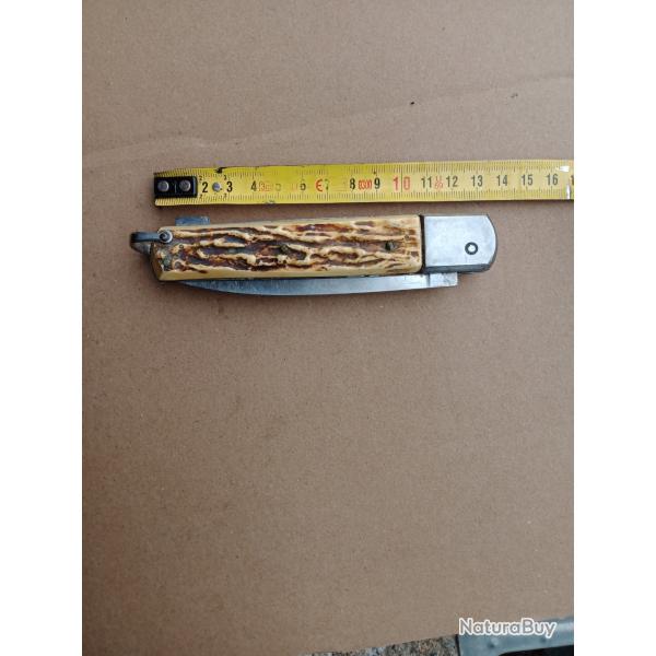 Couteau ancien pliant gros bouledogue origine thiernoise makinox pompe arri�re.