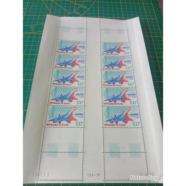 (001)Lot 6 Feuilles timbres poste arienne tchad