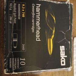 Vend en calibre 9,3/74R  10 Balles SAKO Hamerheard  18,5gr en 285 grains