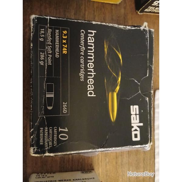 Vend en calibre 9,3/74R  10 Balles SAKO Hamerheard  18,5gr en 285 grains