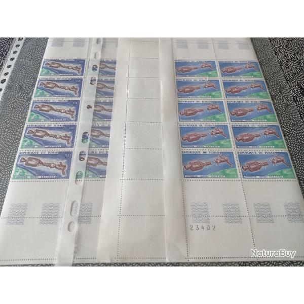 (006)  2 feuilles timbres poste arienne Tchad, (coopration spatiale)