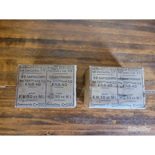 Cartouches pour mauser belge 7.65