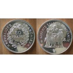 France 50 Francs 1975 Piece Hercules Argent Hercule