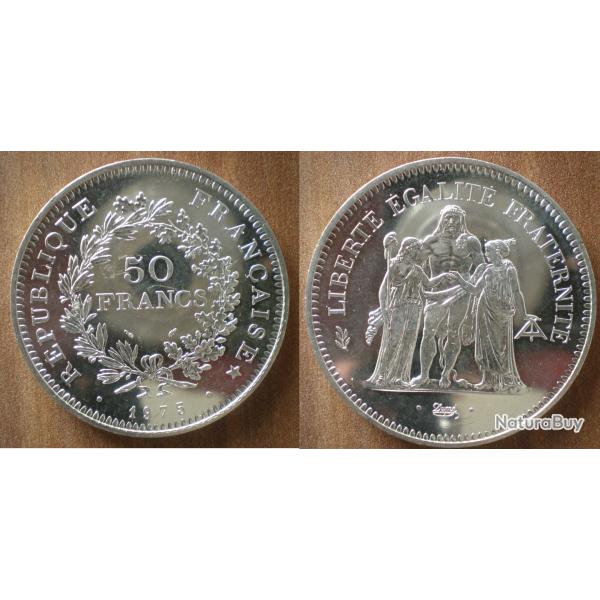 France 50 Francs 1975 Piece Hercules Argent Hercule
