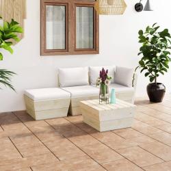 Salon de jardin palette 4 pcs avec coussins &Eacute;pic&eacute;a impr&eacute;gn&eacute;