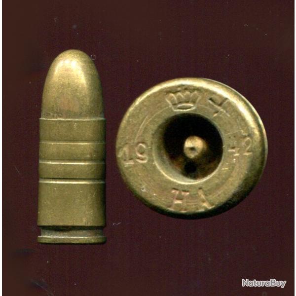 9 mm Parabellum Danoise inerte manipulation sous occupation allemande - marquage : Courrone 19 42 HA