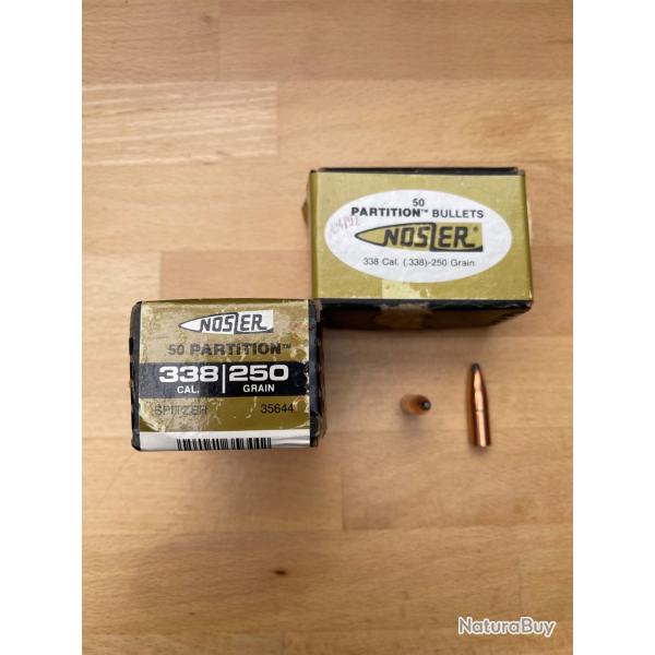 Ogives NOSLER PARTITION calibre.338