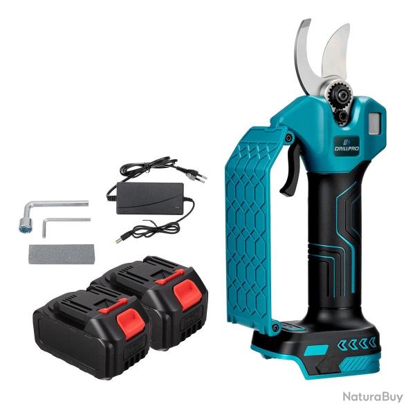 S�cateur �lectrique Drillpro 21V 800W,diam�tre de branche de 35 mm,avec batteries compatibles Makita