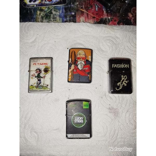 LOT DE BRIQUETS TYPES ZIPPO 3 ESSENCES ET 1 GAZ
