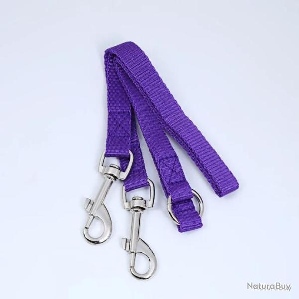 Accouple - double laisse en nylon - 40cm - violet - LIVRAISON GRATUITE