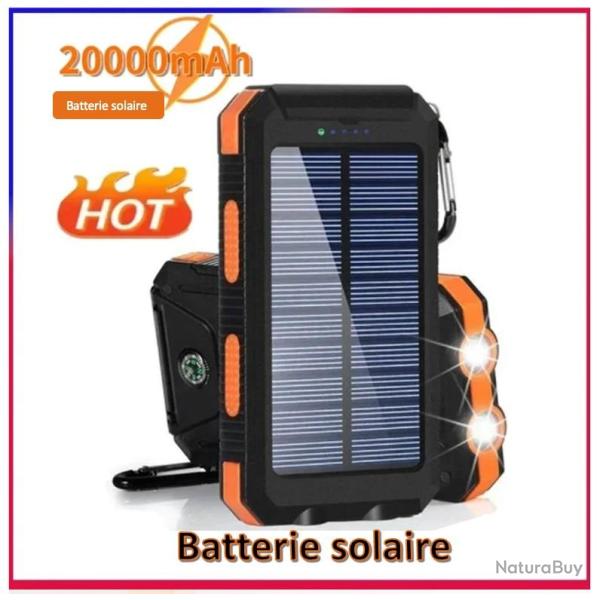 Banque batterie solaire Batterie Solaire de Rechange 200000 mAh, grande puissance , waterproof
