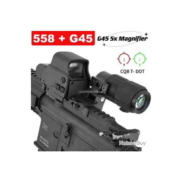 Point rouge 558 + loupe X5-X1 sur pivot G45 couleur noire LIVRAISON GRATUITE